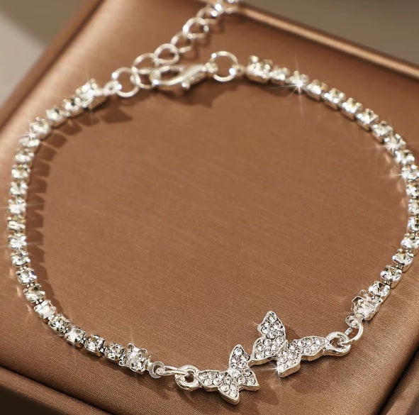 Sterling Zilveren Vlinder Armband Voor Vrouwen Mode Luxe Strass