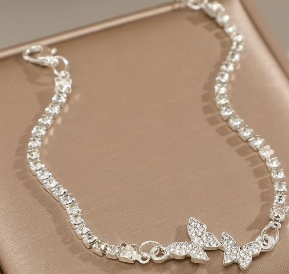 Sterling Zilveren Vlinder Armband Voor Vrouwen Mode Luxe Strass