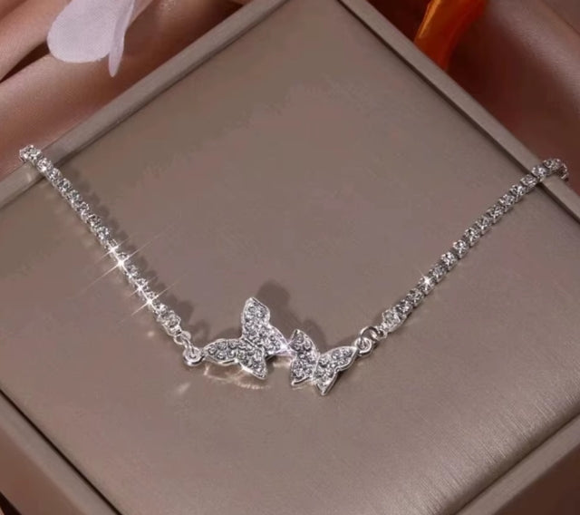 Sterling Zilveren Vlinder Armband Voor Vrouwen Mode Luxe Strass