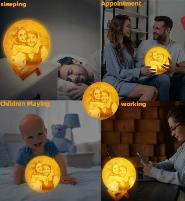 3D-printen Maanlamp Gepersonaliseerde fotodext Aangepaste USB-nachtlampje Verjaardag Moederdag Valentijnsdag Vakantie Maannadeau