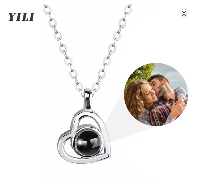 Aangepaste fotoprojectieketting met afbeelding binnen Ik hou van je