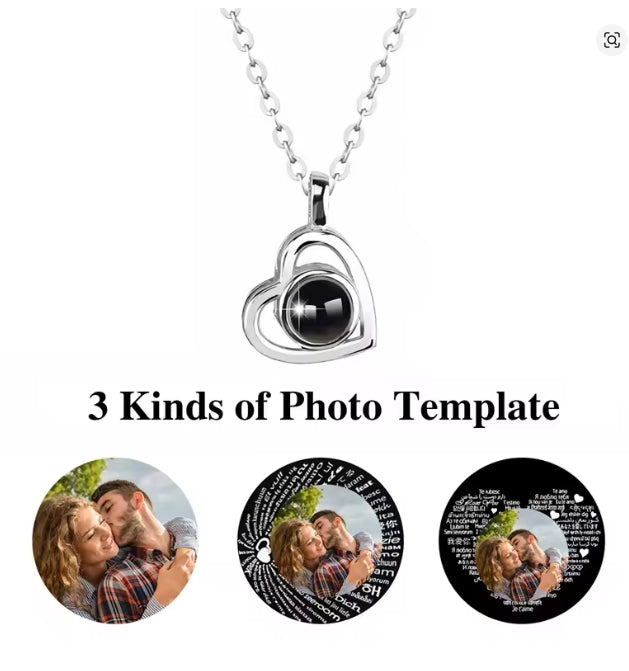 Aangepaste fotoprojectieketting met afbeelding binnen Ik hou van je