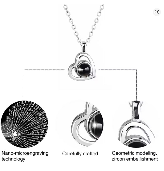 Aangepaste fotoprojectieketting met afbeelding binnen Ik hou van je