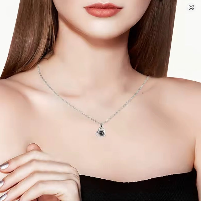 Aangepaste fotoprojectieketting met afbeelding binnen Ik hou van je