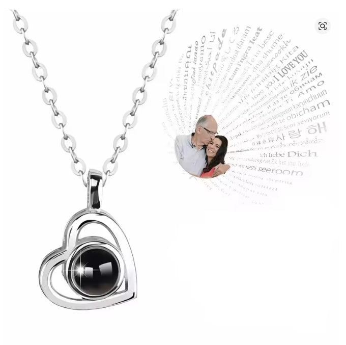 Aangepaste fotoprojectieketting met afbeelding binnen Ik hou van je