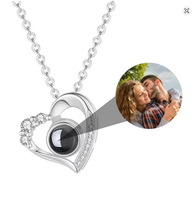Aangepaste fotoprojectieketting met afbeelding binnen Ik hou van je