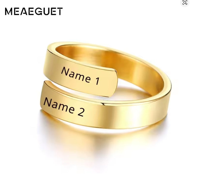 Dual Twee Naam Ringen Goud Kleur Custom