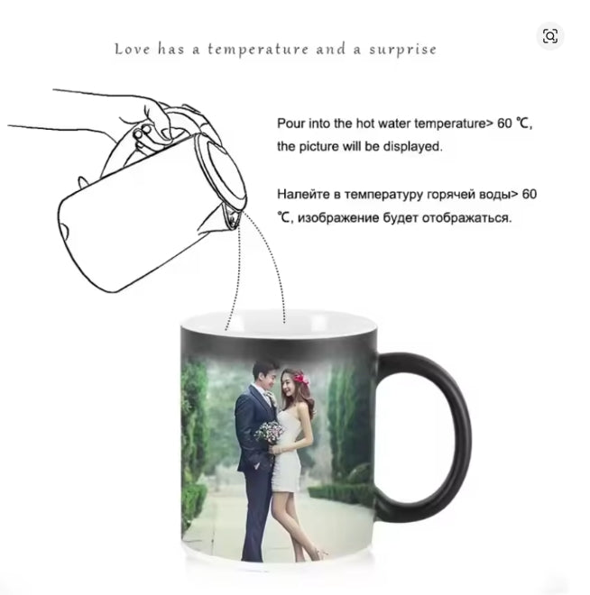 keramische magische beker giet warm water foto display foto