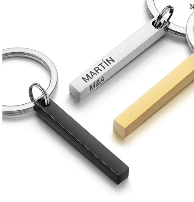 3D Bar Sleutelhanger Graveren Tekst Naam