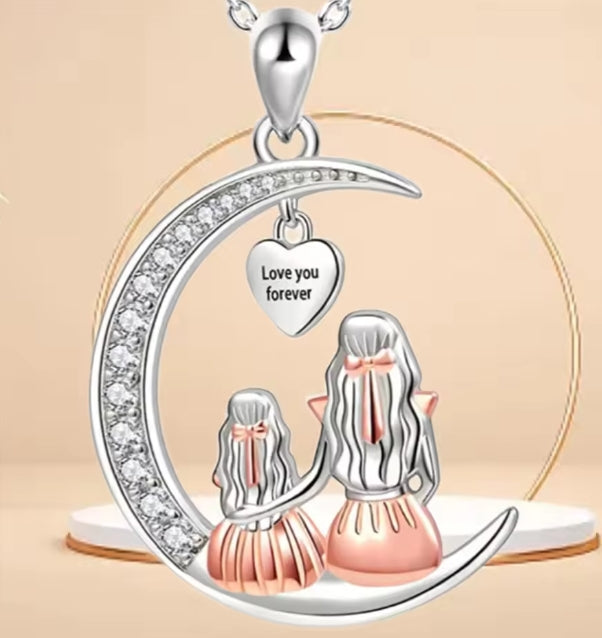 maan hanger ketting voor moeder en dochter