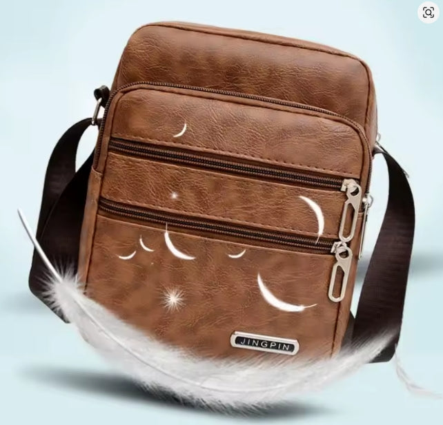 Heren schoudertas van PU-leer met grote capaciteit,