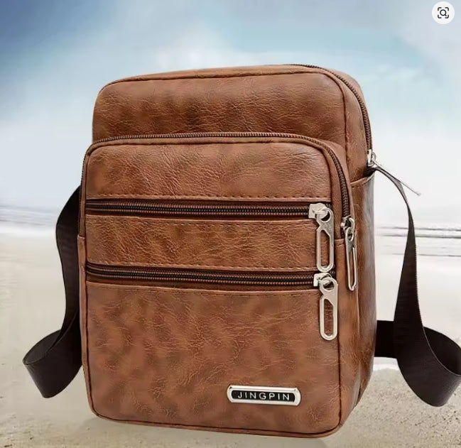 Heren schoudertas van PU-leer met grote capaciteit,