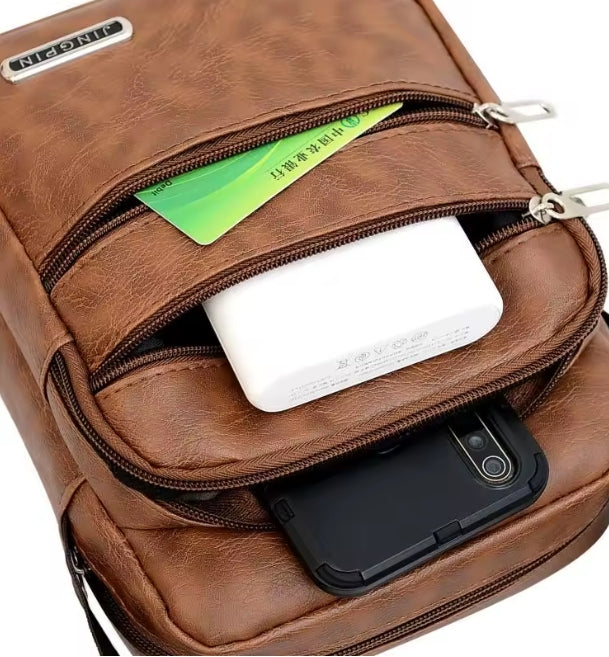 Heren schoudertas van PU-leer met grote capaciteit,