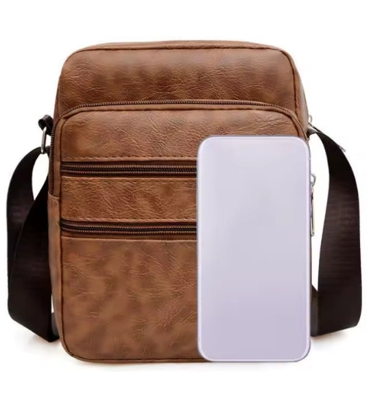 Heren schoudertas van PU-leer met grote capaciteit,