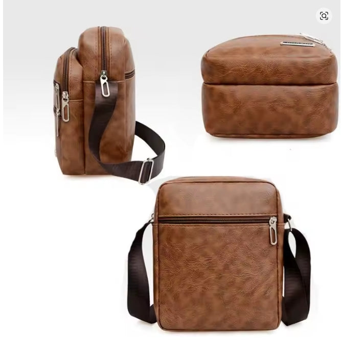 Heren schoudertas van PU-leer met grote capaciteit,