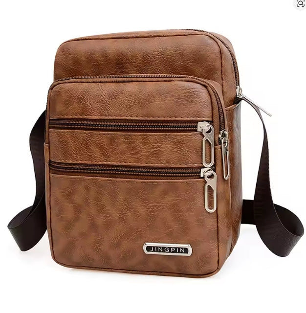 Heren schoudertas van PU-leer met grote capaciteit,