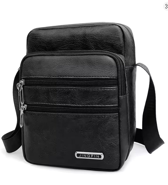 Heren schoudertas van PU-leer met grote capaciteit,