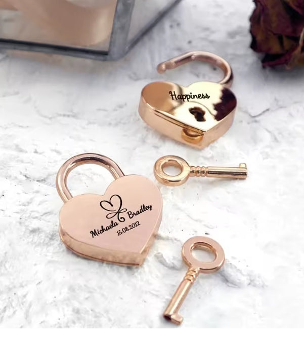 Personalized engraved love heart padlock