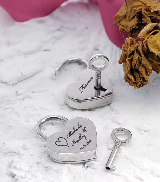 Personalized engraved love heart padlock