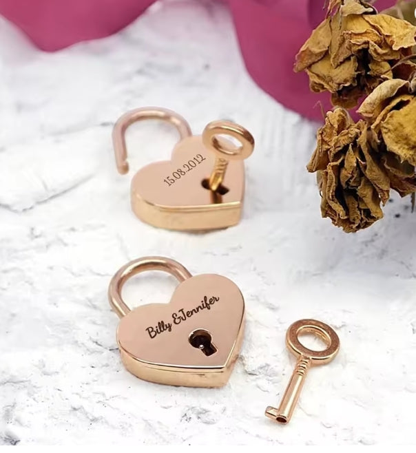 Personalized engraved love heart padlock