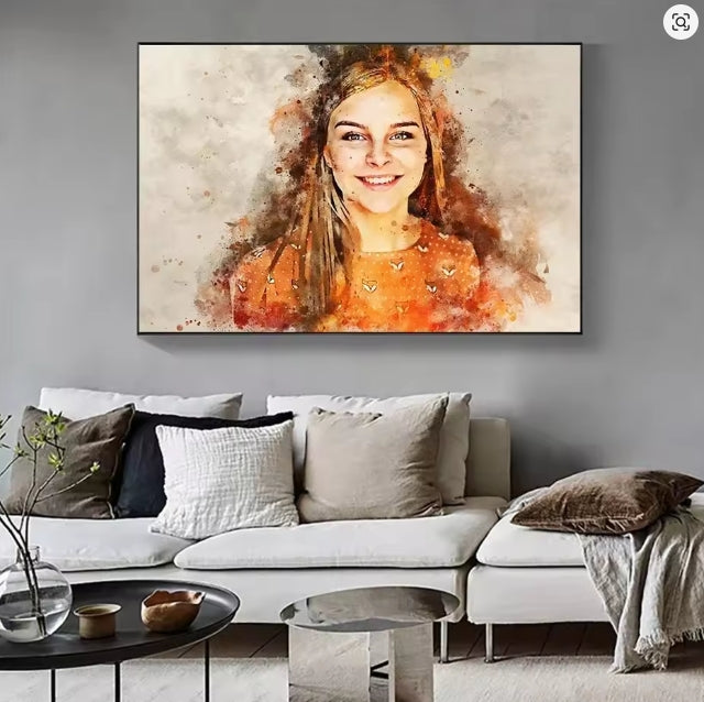 portret Splash aquarel kunstwerk canvas