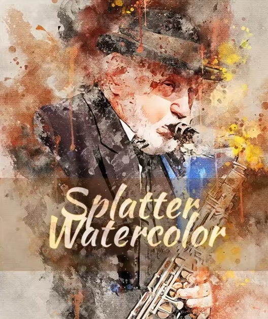 portret Splash aquarel kunstwerk canvas