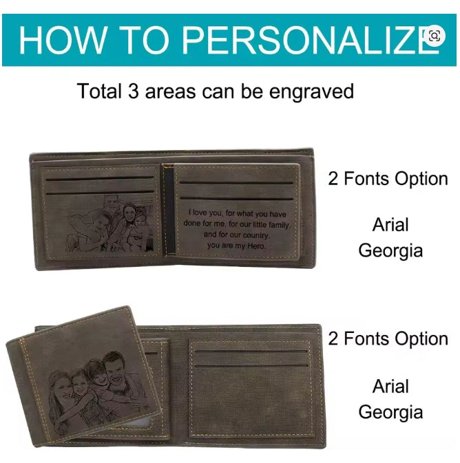 Gepersonaliseerde foto Op maat gegraveerde portefeuilles Mannen