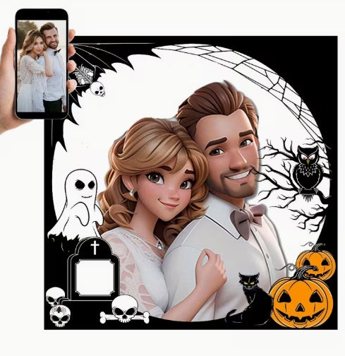 2D Plat, 3D Familieportret - Gepersonaliseerd Herdenkingsfoto