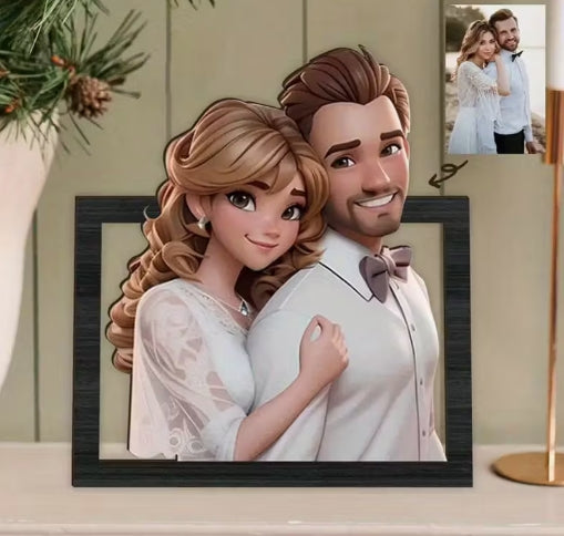 2D Plat, 3D Familieportret - Gepersonaliseerd Herdenkingsfoto