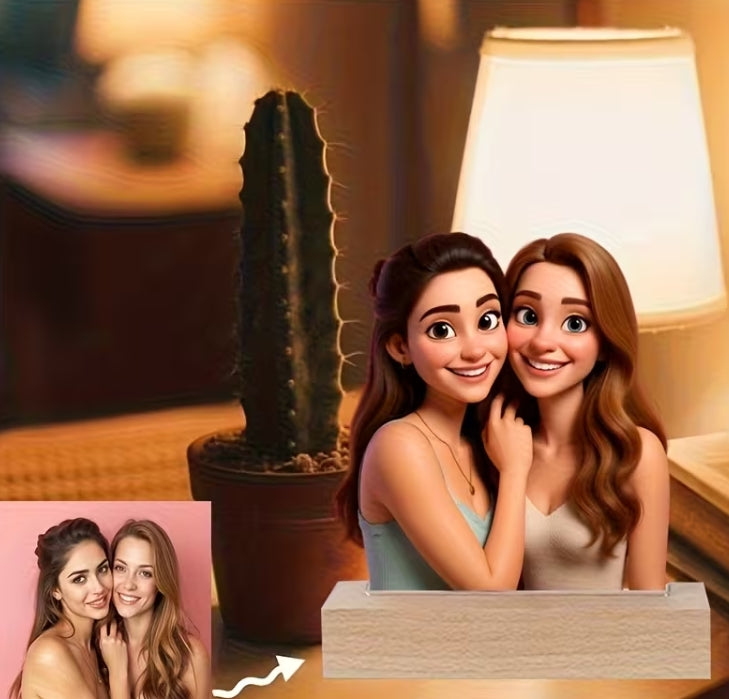 2D Plat, Aangepaste 3D Cartoon Acryl Fotolijst - AI Ontworpen Aangepaste Fotolijsten,