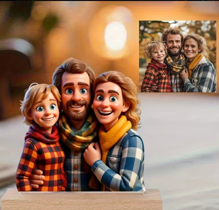 2D Plat, Aangepaste 3D Cartoon Acryl Fotolijst - AI Ontworpen Aangepaste Fotolijsten,