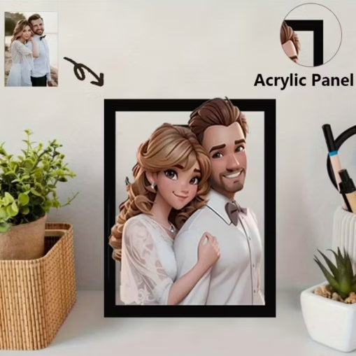 2D Plat, 3D Familieportret - Gepersonaliseerd Herdenkingsfoto